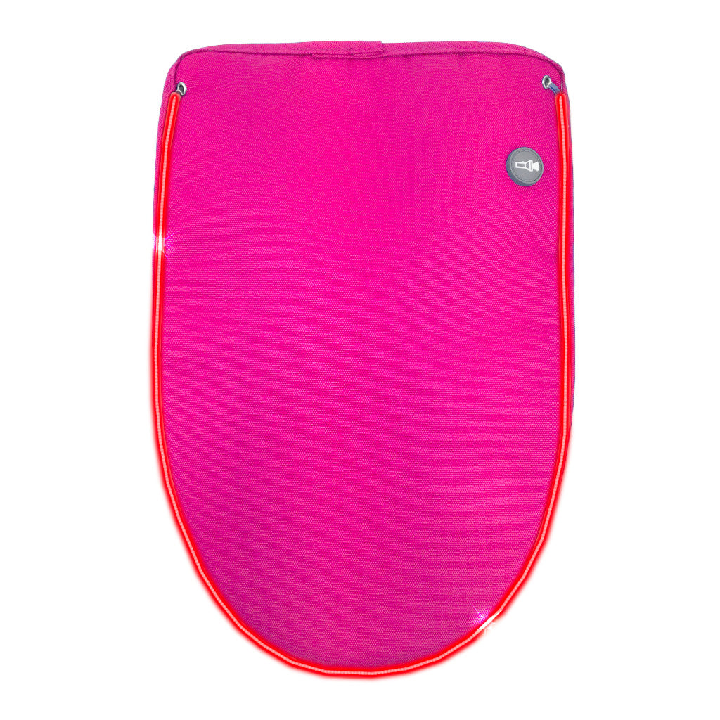 Hot Pink backpack flap with light-up LED strip