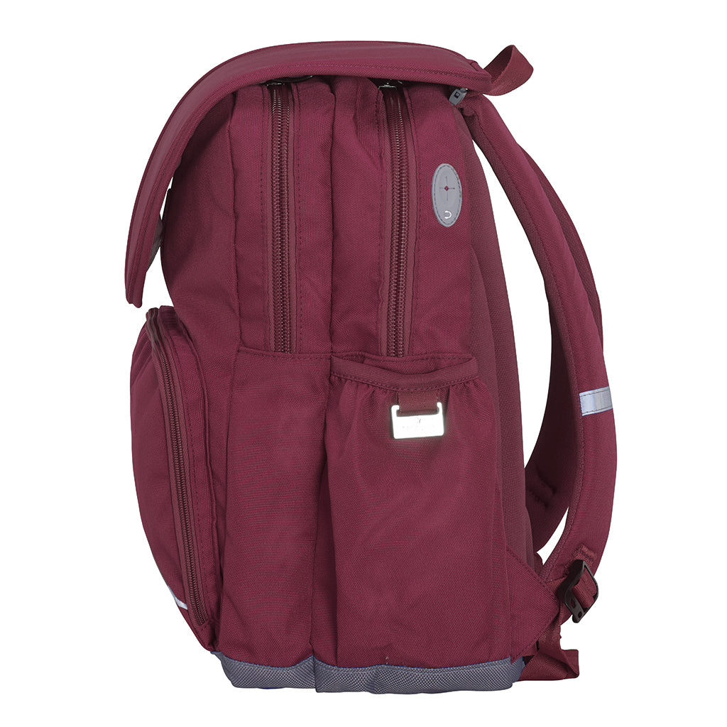 Harlequin Ergo Tuff-Pack in maroon side view with earphone hole