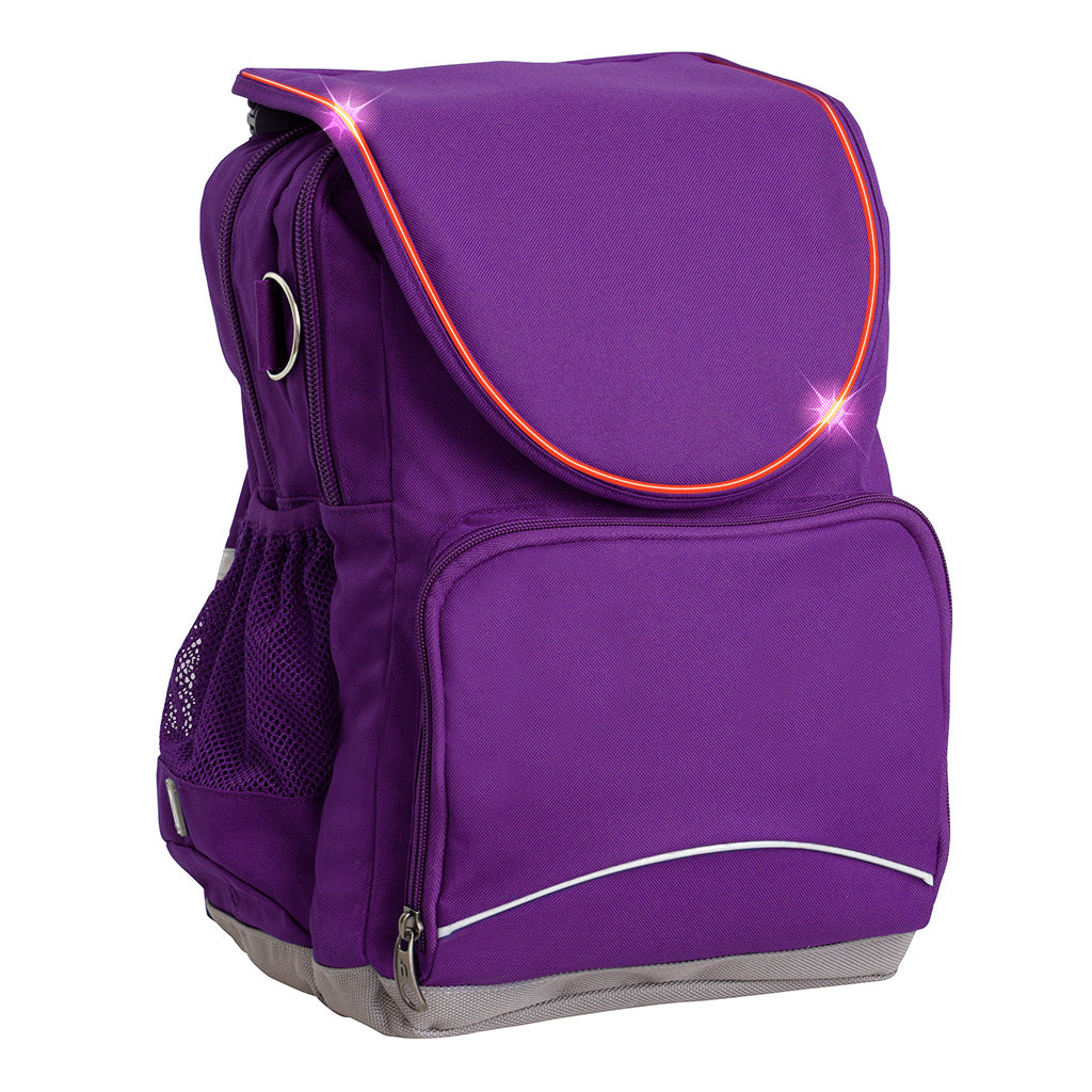 Harlequin VIVID Ergo Tuff-Pack shown in purple, side angle and front pocket.