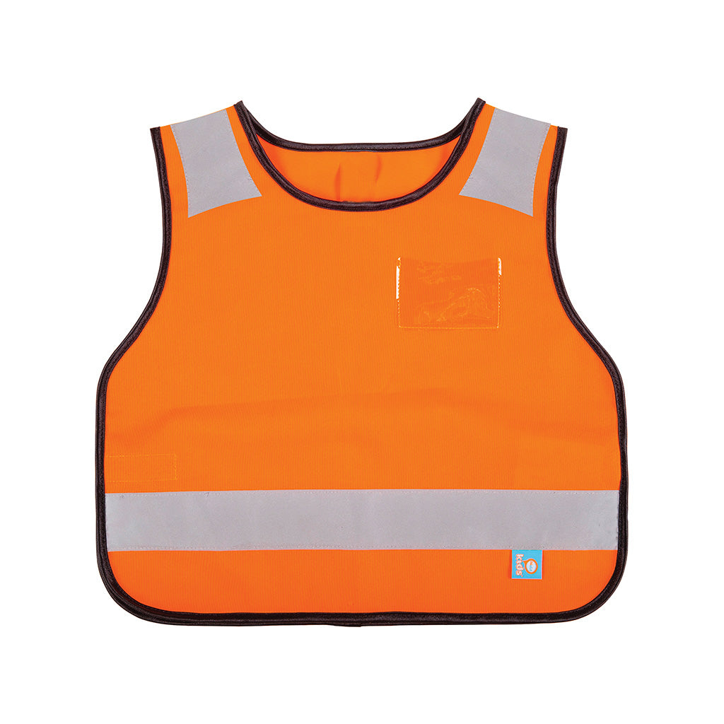 Harlequin Hi-Viz orange safety bib displaying reflective stripes and patches