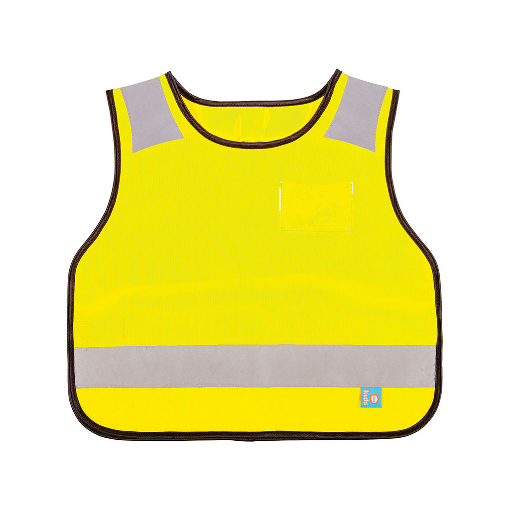 Harlequin Hi-Viz yellow safety bib displaying reflective stripes and patches