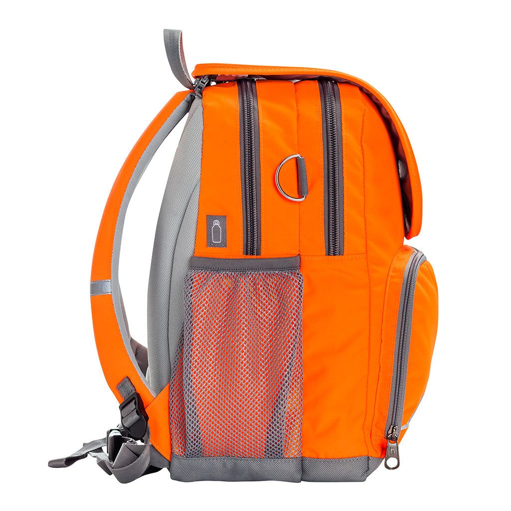 Harlequin Ergo Tuff-Pack in hi-viz orange side view with drink bottle holder