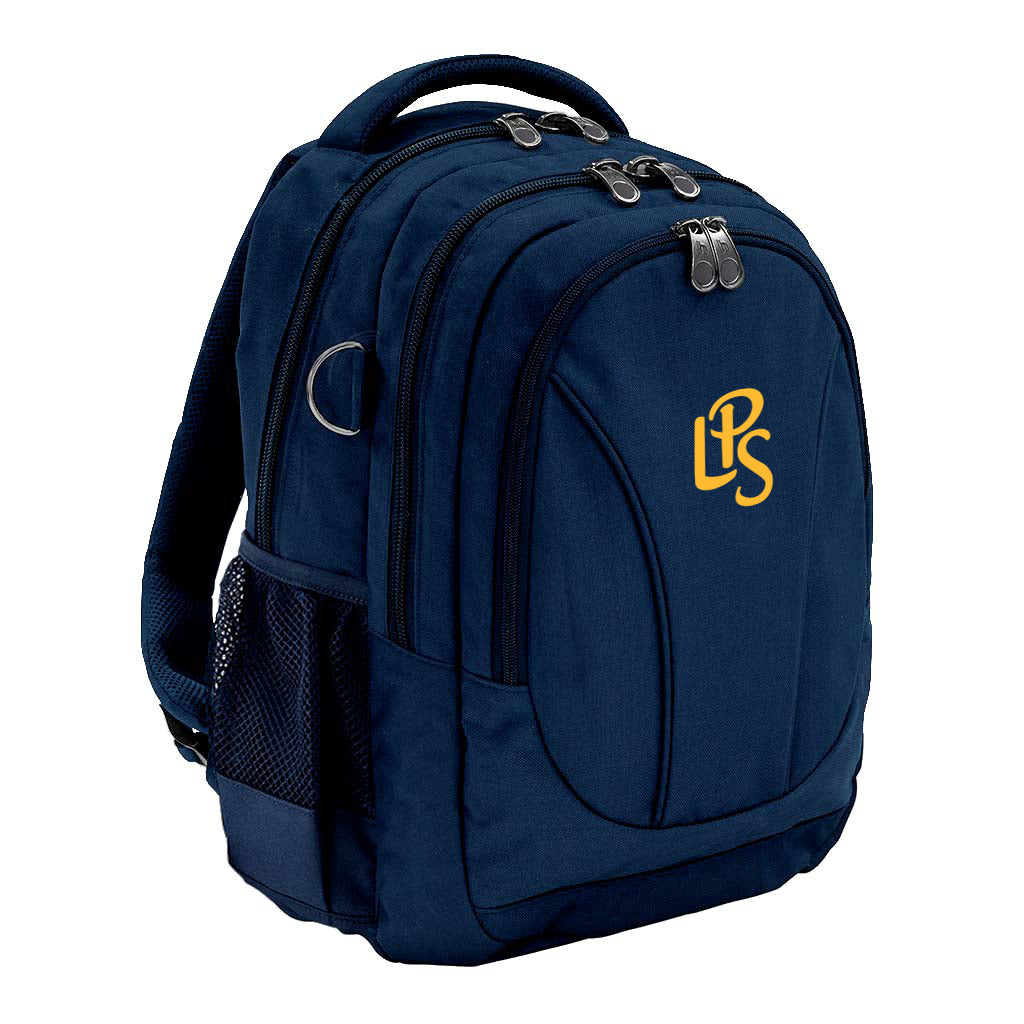 Harlequin Anatomic Tuff-Pack backpack front angle in navy blue