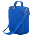 Harlequin large lunch bag in Royal with quality zips, d-ring, a cold brick pocket, fully lined, food safe with a personalised design on the front.