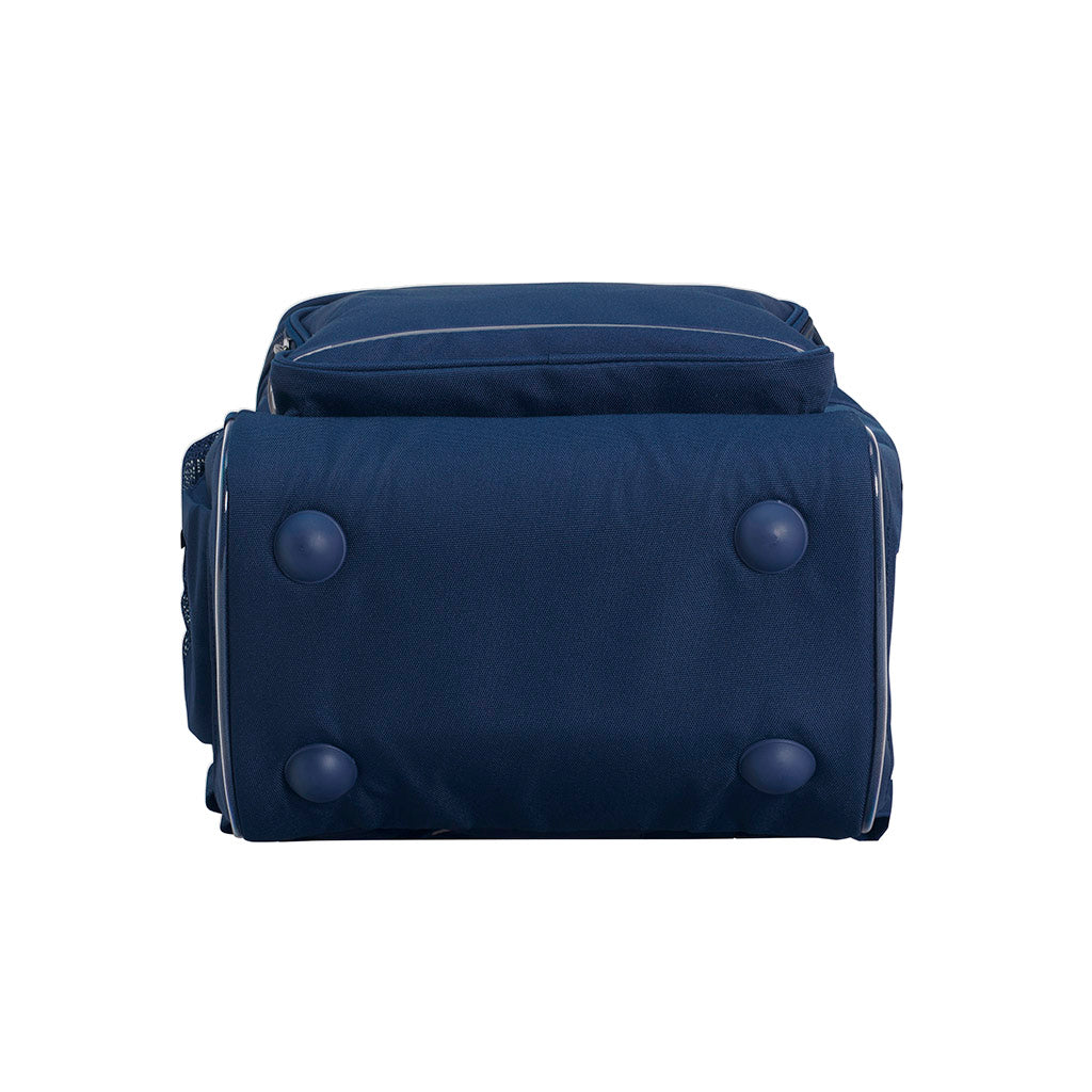 Harlequin Mighty in navy bottom base angle displaying 4 studs to protect the soft base