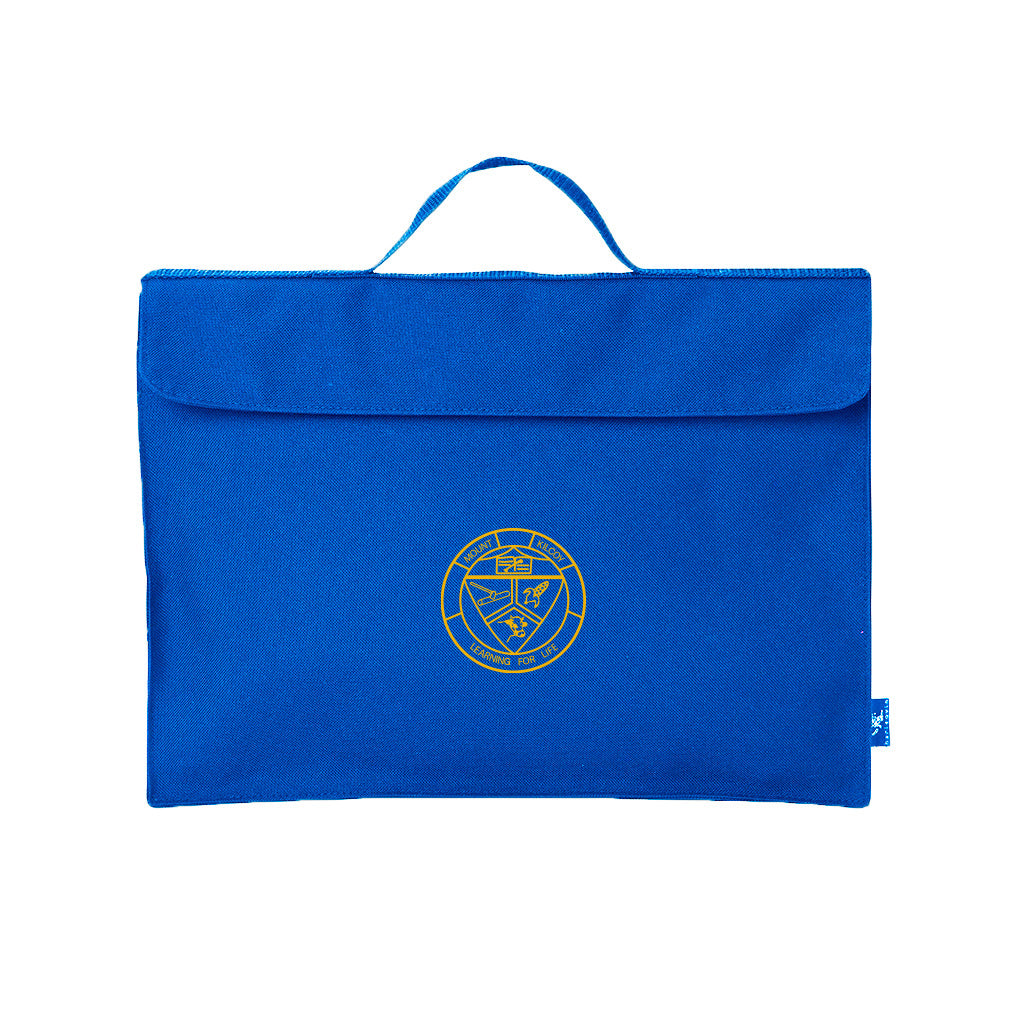 Harlequin Premier Library Bag in Royal displaying carry handle and velcro pocket opening front view