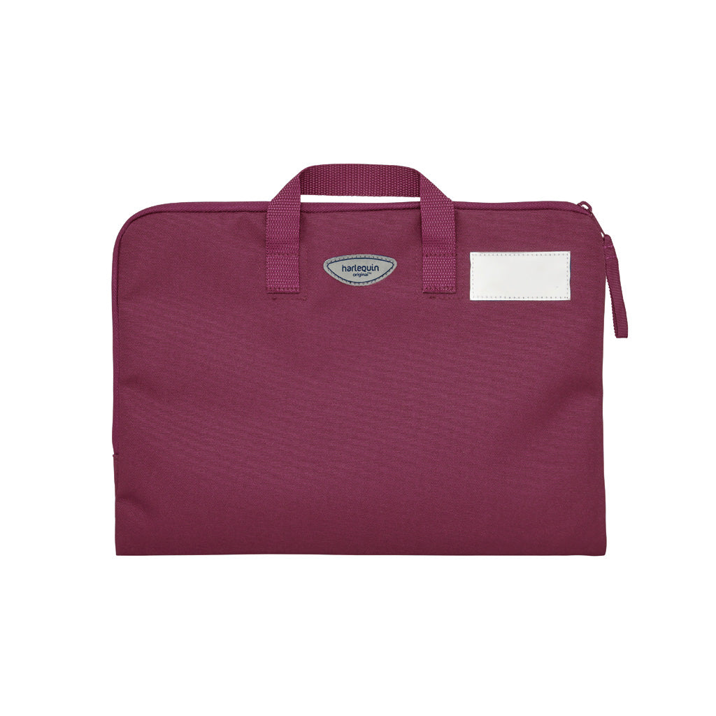 Maroon Q Book Bag, with single zip opening, handle and name bar