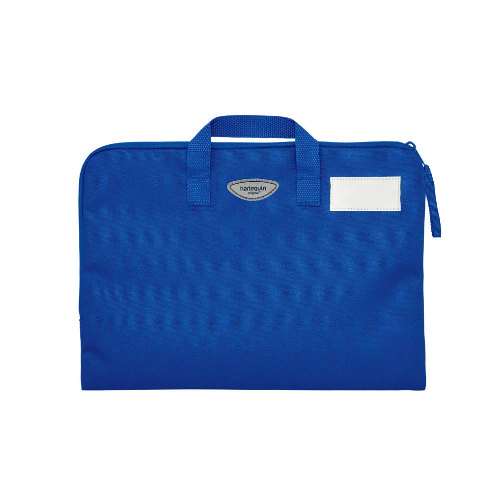 Royal Blue Q Book Bag, with single zip opening, handle and name bar