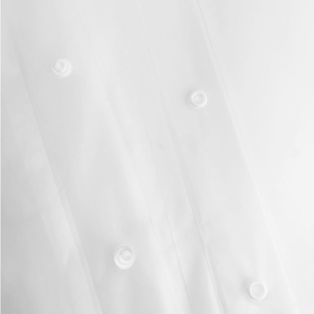 High quality transparent Raincoat close up of buttons and seam