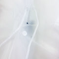 High quality transparent Kids Raincoat close up of button and hood draw strings