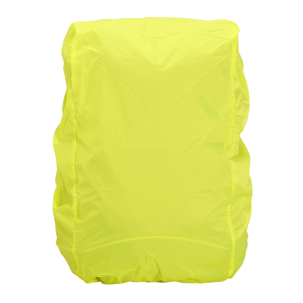 Harlequin Hi-Viz yellow backpack cover front angle displaying water repellent, fade resistant material