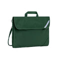 Harlequin Safety Library bag in Bottle Green displaying carry handle, velcro opening, shoulder strap, reflector safety strip and reinforced corners