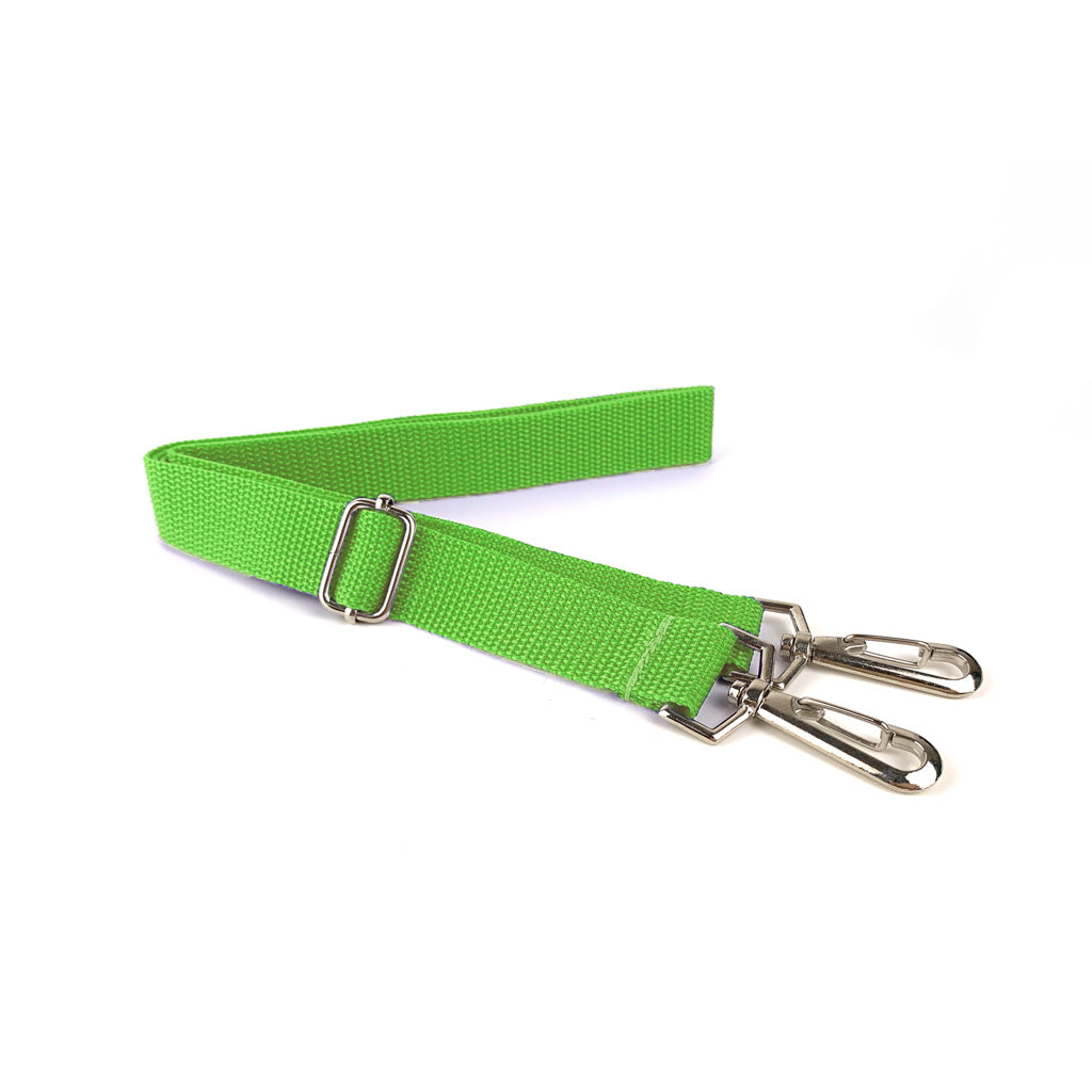Harlequin Safety Library Bag Strap displaying Apple Green with clips to attach to D-Ring and adjustable strap