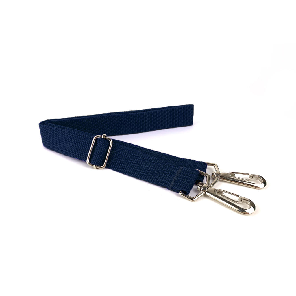Harlequin Safety Library Bag Strap displaying Navy with clips to attach to D-Ring and adjustable strap