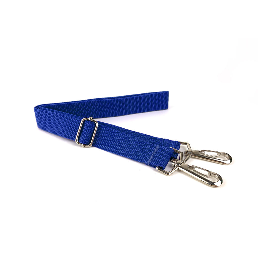 Harlequin Safety Library Bag Strap displaying Royal Blue with clips to attach to D-Ring and adjustable strap