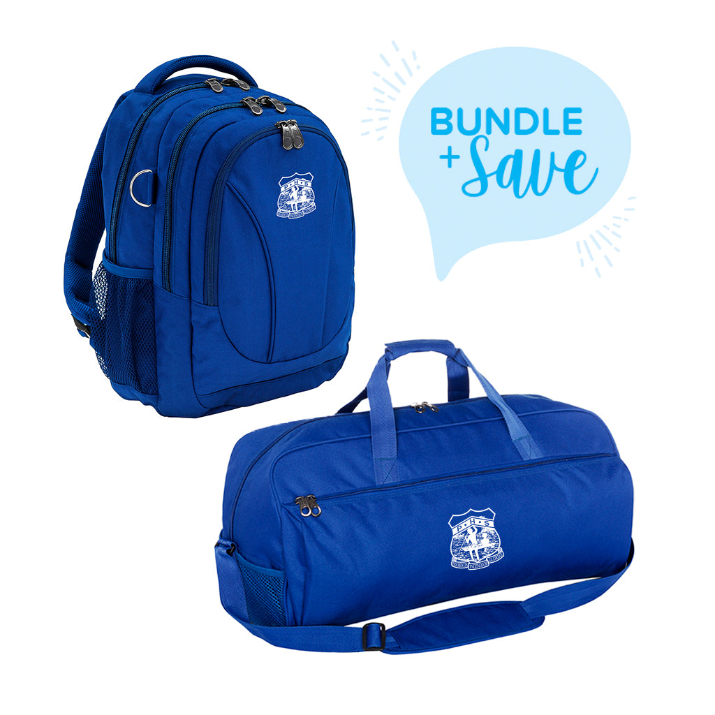 Parramatta High Scholl Bundle Anatomic Backpack plus large Sports Bag in Royal Blue