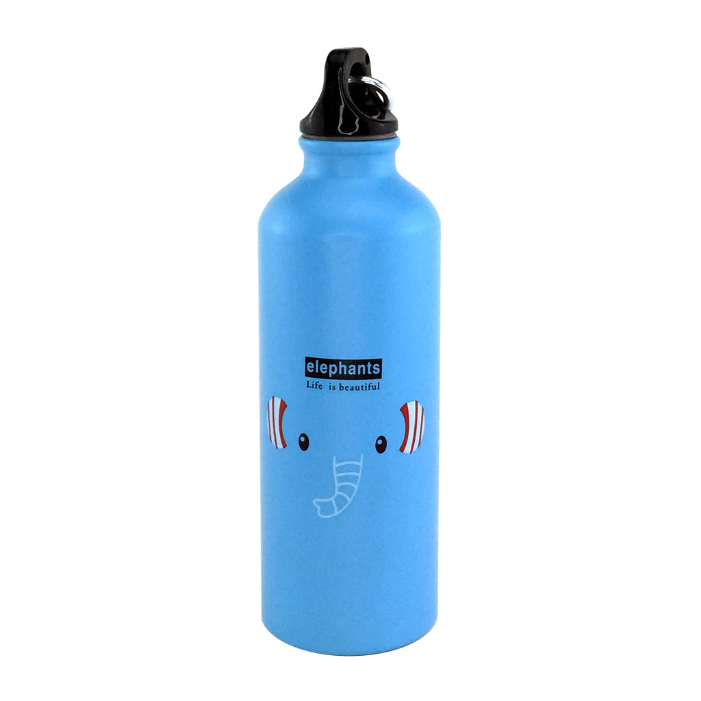 Blue Stainless aluminium bottle with elephant illustration design
