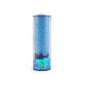 Back view of the 3 digit combination lock tubular pencil case showing blue star glitter