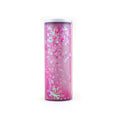 Pencil Box with 2 compartments, erasable white board and pink glitter design back view