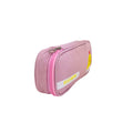 Chick Canvas Pencil Case with one compartment angled view and heart zipper details.