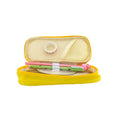 Lamb Canvas Pencil Case with one compartment inside details with pencil holders and mesh pocket