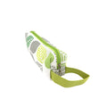 Canvas Green Leaves pencil case side view with fabric strap detail