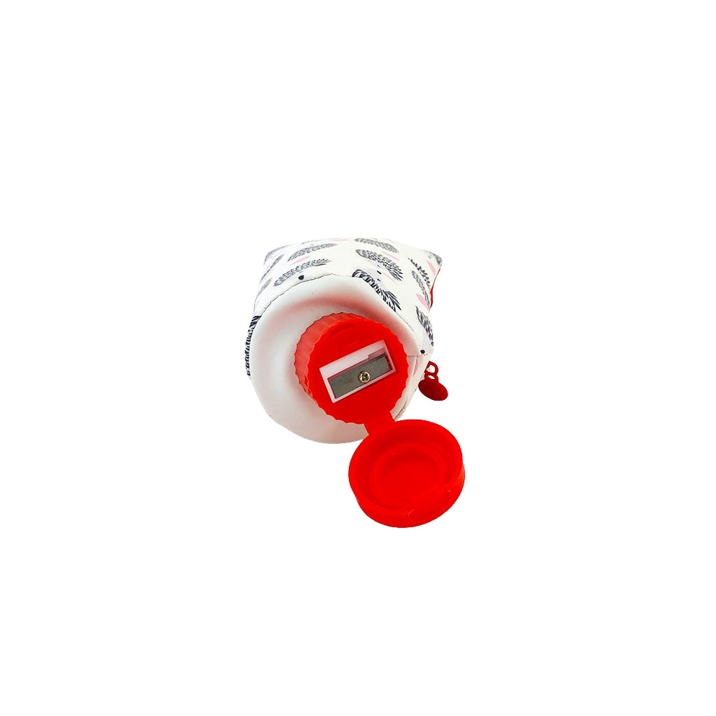 Hedgehog Tube pencil case with pencil sharpener detail