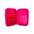 Hard top pencil case with 2 compartments, zip closure, pen holders and inner mesh pocket open view