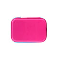 Hard top pencil case with 2 compartments, zip closure, pen holders and inner mesh pockets back view