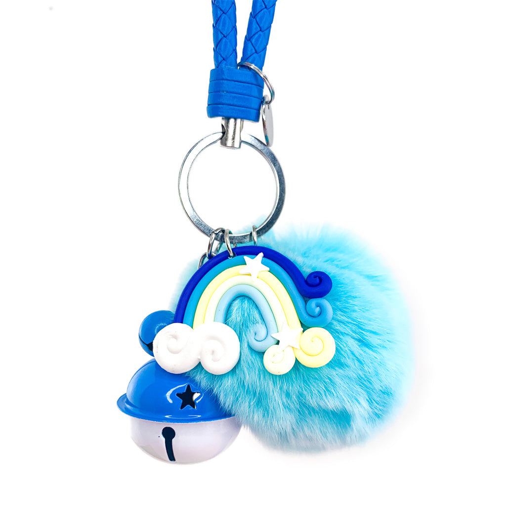 Blue Pom Pom Keyring