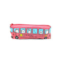 Red Bus pencil case with one compartment and zip closure back view