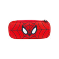Red spider pencil case with one compartment and zip closure front view