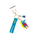 Crazy Hedgehog Keyring in teal with strap, guitar and gold hardware and chain