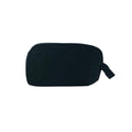 Black pencil case with beat design and one big compartment and small front pocket with zipper front back view