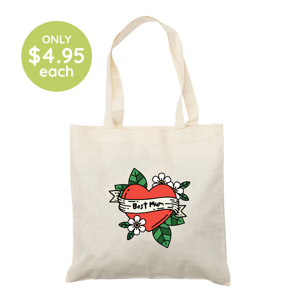 Best Mum Calico Tote Bag - 10 Pack