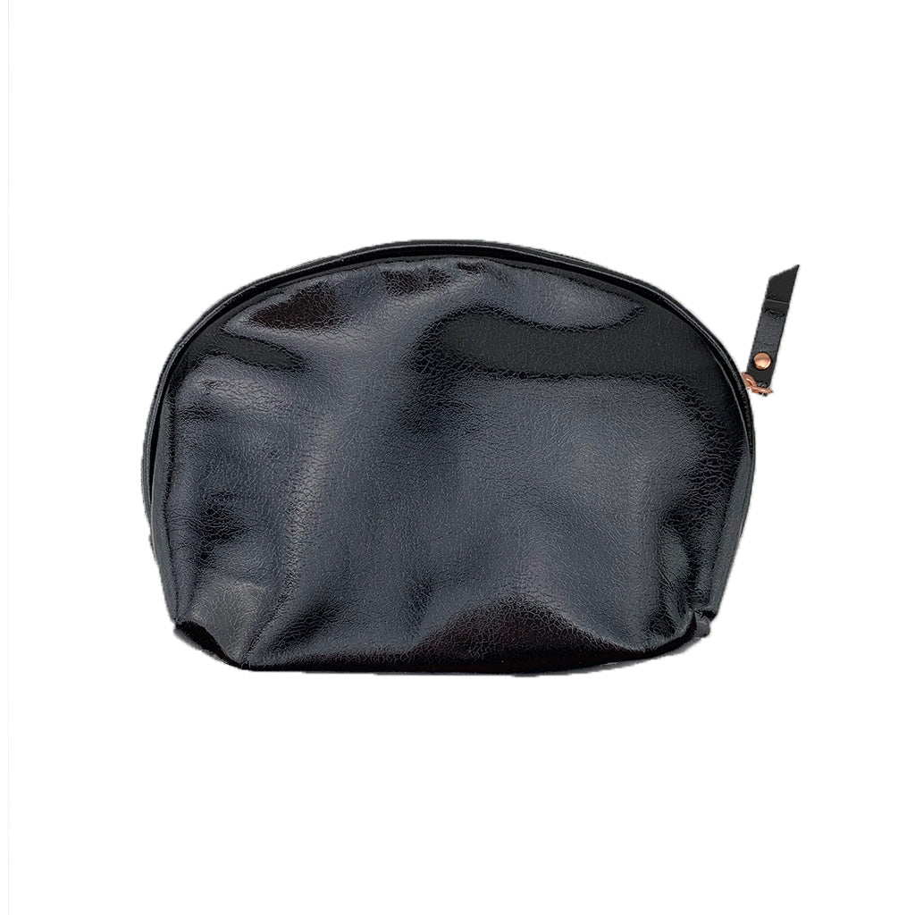Black leather pouch on a white background