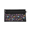 Harlequin Pencil Case in Black with Pixel Chick design from the Harlequin Creatix Signature Series. Front view displaying two zip compartments, ventilation eyelet and D-ring.