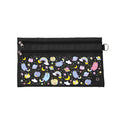 Harlequin Pencil Case in Black with Kittycorn design from the Harlequin Creatix Signature Series. Front view displaying two zip compartments, ventilation eyelet and D-ring.