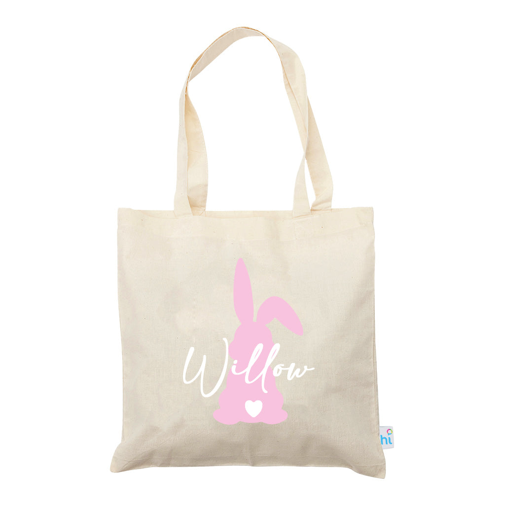 Personalised Bunny Heart Tail Calico Bag