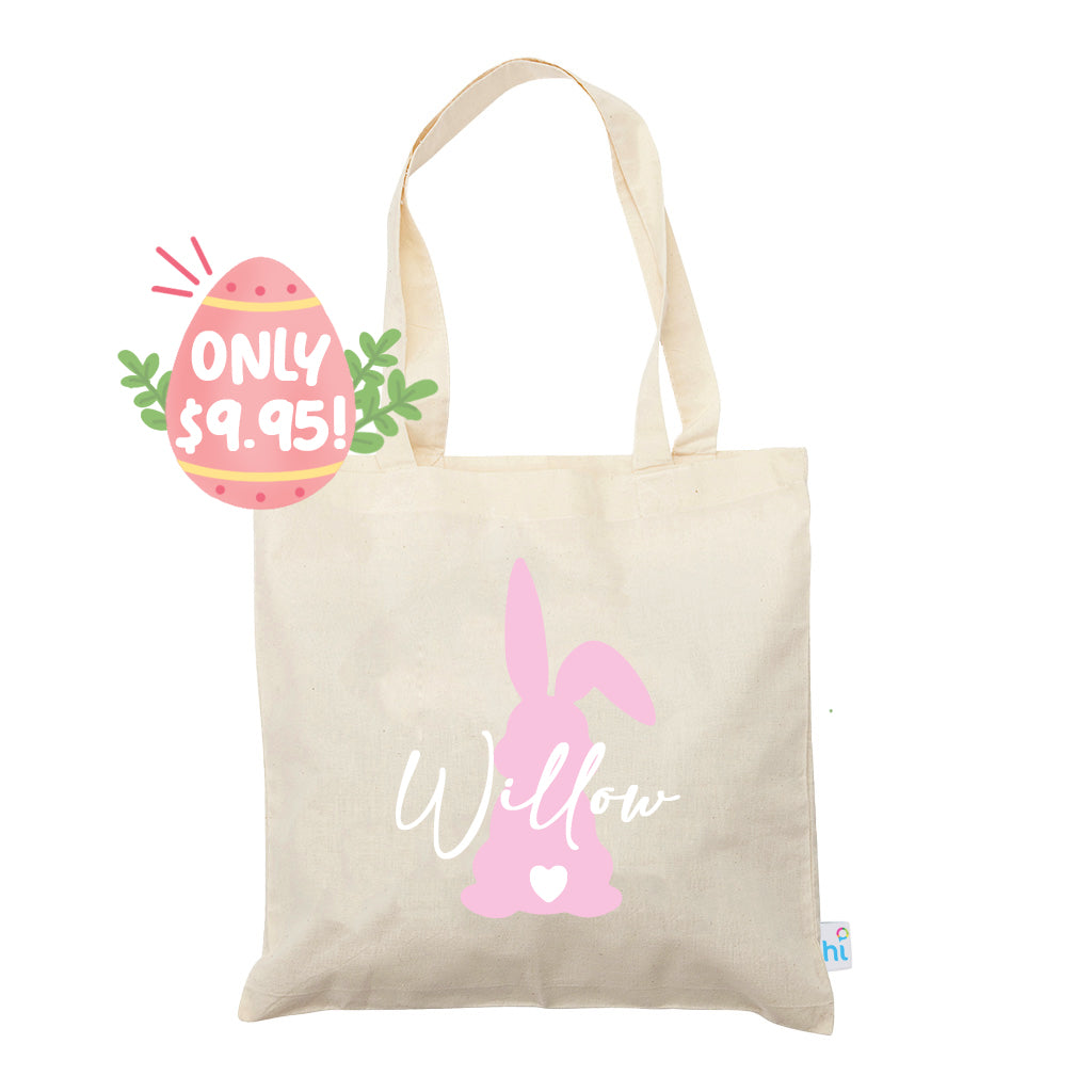 Personalised Bunny Heart Tail Calico Bag