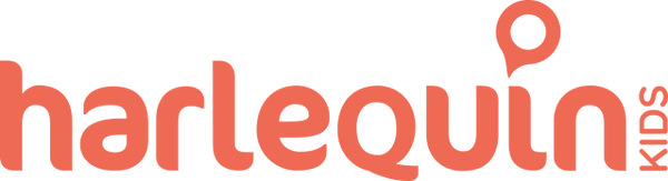 Harlequin Kids logo in a tomao red colour
