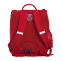 Harlequin School backpack, back view showing padded straps, the Anatomical back padding and hip strap