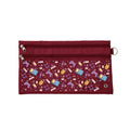 Harlequin Pencil Case in Maroon with Pixel Chick design from the Harlequin Creatix Signature Series. Front view displaying two zip compartments, ventilation eyelet and D-ring.