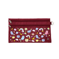 Harlequin Pencil Case in Maroon with Kittycorn design from the Harlequin Creatix Signature Series. Front view displaying two zip compartments, ventilation eyelet and D-ring.