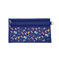 Harlequin Pencil Case in Navy with Pixel Chick design from the Harlequin Creatix Signature Series. Front view displaying two zip compartments, ventilation eyelet and D-ring.