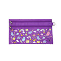 Harlequin Pencil Case in Purple with Kittycorn design from the Harlequin Creatix Signature Series. Front view displaying two zip compartments, ventilation eyelet and D-ring.