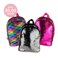 Mini Backpacks with colourful sequins in Rainbow, Silver & Hot Pink