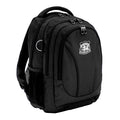  Black ergonomic backpack with spinal support, three compartments, padded laptop pocket, phone pocket, water bottle holder, and D-ringÑdesigned for comfort and style and Parramatta High School logo