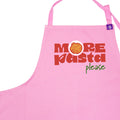 Pink cotton apron with More Pasta Please Design, for cooking, bbq, crafting and creating art