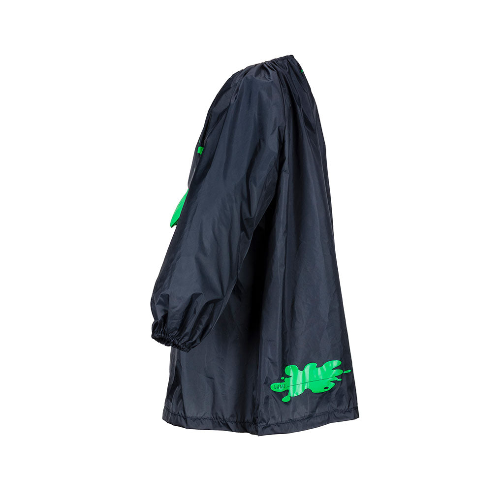 Side view Navy Art Smock with a green pocket